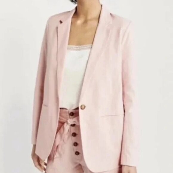 Talbots pink linen blend blazer jacket Size 6 New - Picture 1 of 6